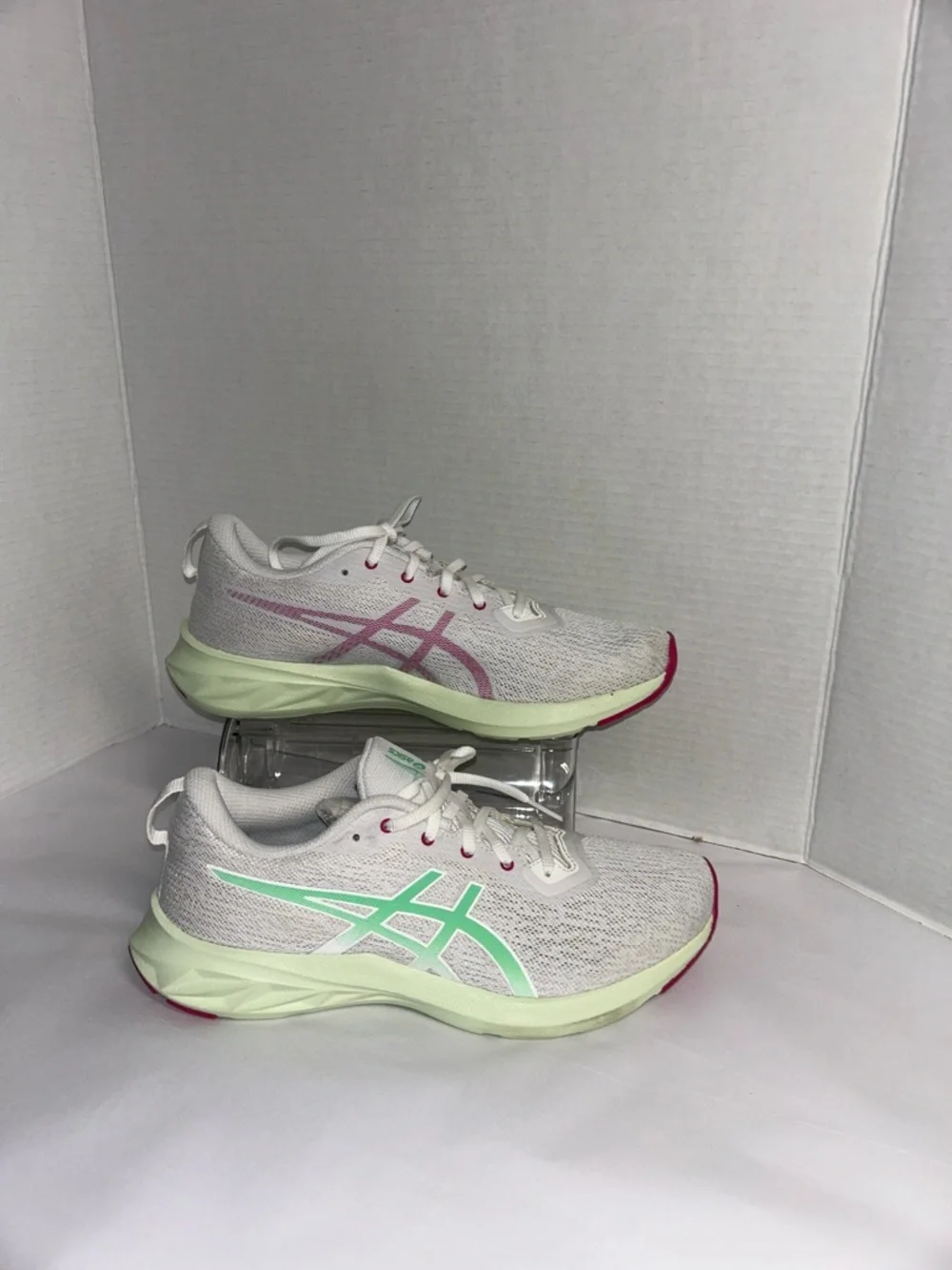 Asics White Sneakers with Mint and Pink Accents